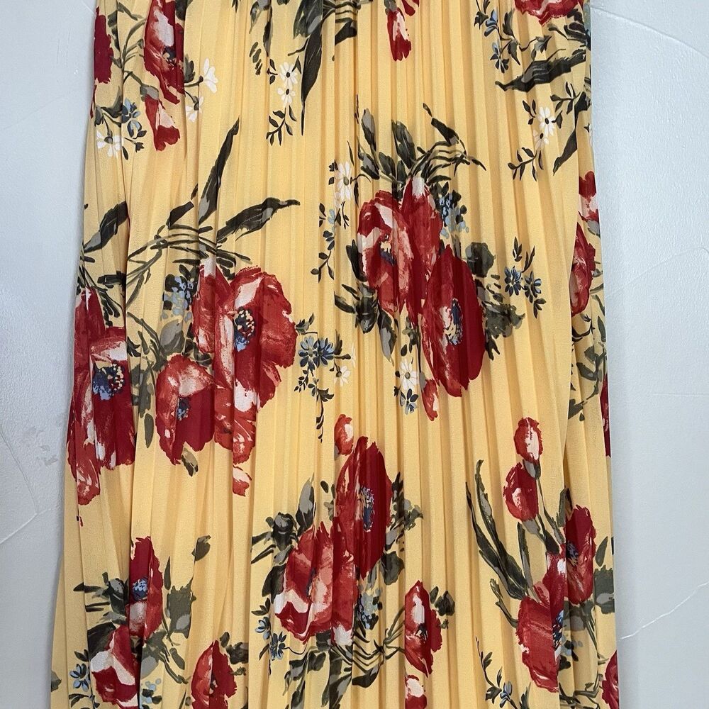 Abercrombie & Fitch Pleated Halter Maxi Dress, Yellow Floral, Empire Waist SZ XS - Picture 5 of 16